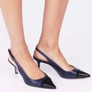 NWT Tory Burch Penelope 65mm captoe slingback pump calf leather/patent leather